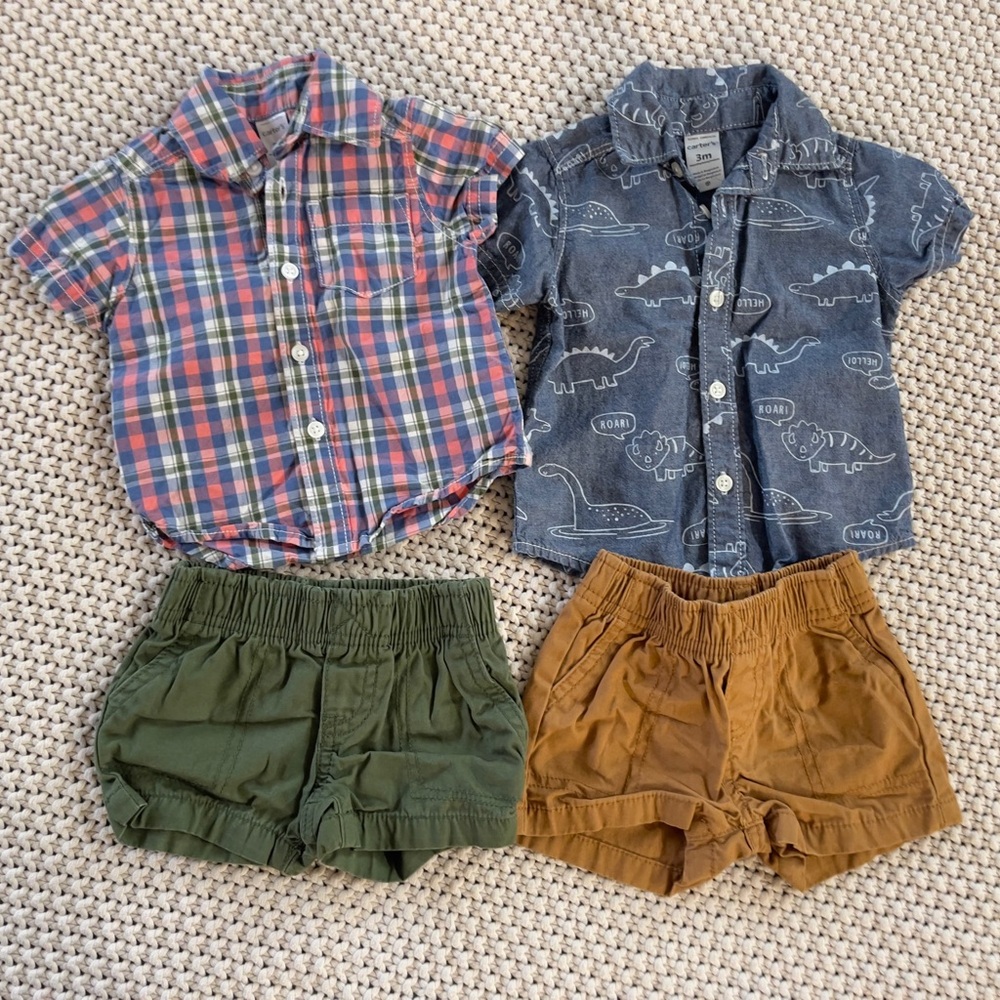 Carter’s Boy Matching Set Bundle 2-2Pice Set Size 3 Months 100% Cotton
